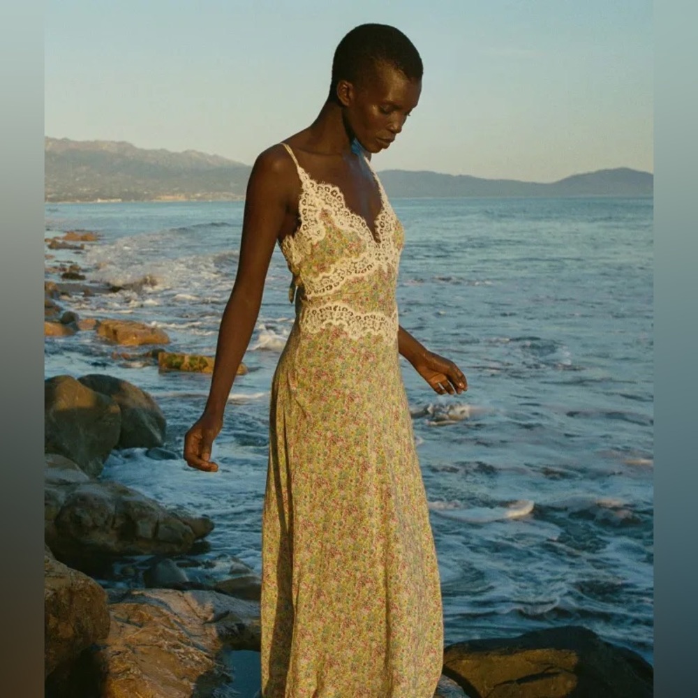 DOEN Floral Yellow Lace Maxi Dress - Picture 11 of 14